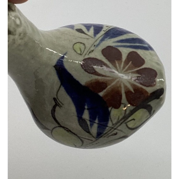 Mexican Tonala Folk Art Pottery Hand Painted Toucan Bird Figurine 3" - Picture 3 of 5